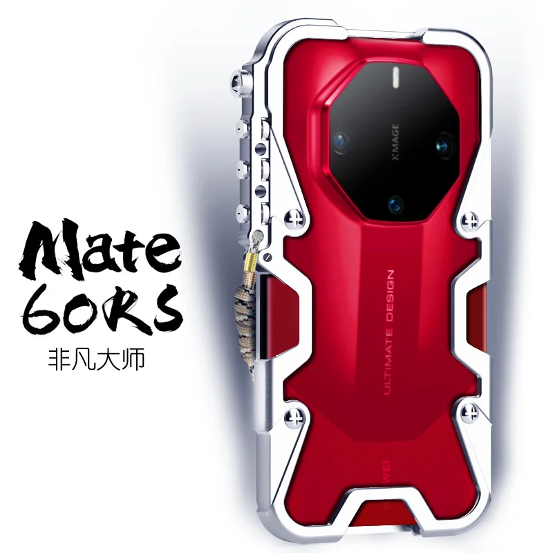 

Роскошные армированные металлические алюминиевые чехлы для телефонов, Бампер для Huawei Mate60 Mate 60 Rs Pro Plus, чехол механический полностью ручной работы с черепом