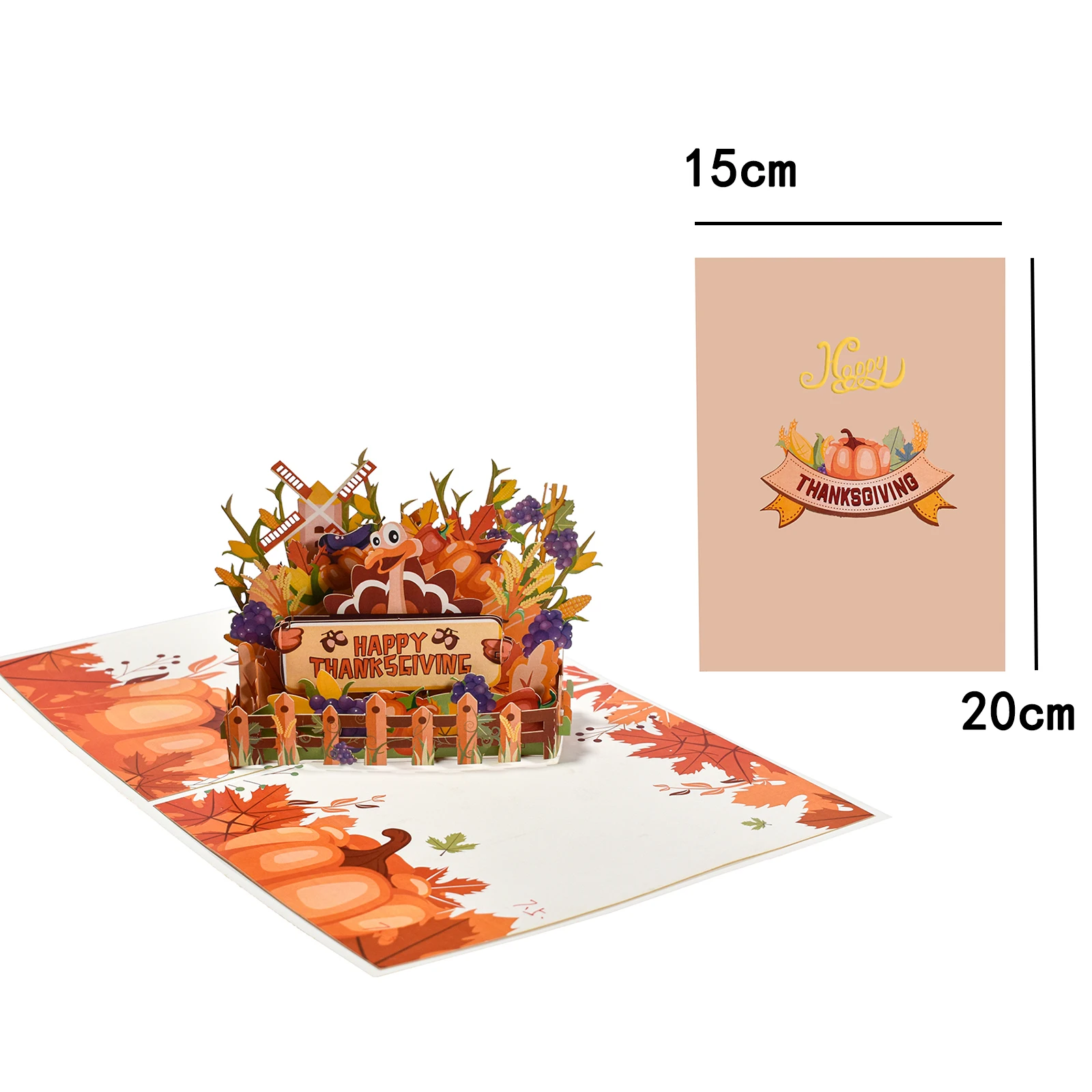Festive Thanksgiving 3D Pop-Up Gratitude Greeting Card Gift