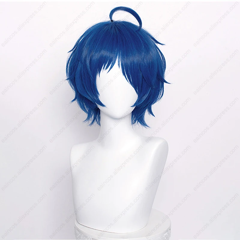 Emo Wig Gairyan Short Blue Wig Cosplay Wig Unisex Anime Cosplay