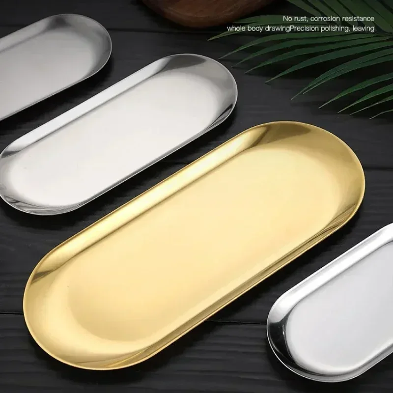 Gold Silver 430 Stainless Steel Food Cosmetic Jewelry Storage Trays Nail Art Equipment Plate Doctor Surgical Tray Nails Dish 5