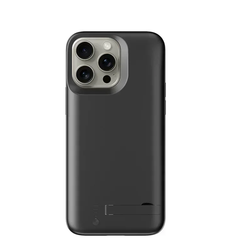 아이폰 15 프로 맥스 보조배터리 충전기 커버, 10000mAh 배터리 케이스, 15 플러스 배터리 충전기 케이스, 스탠드 후면 커버