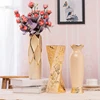 Luxury Europe Gold-Plated Ceramic Vase Home Decor Creative Design Porcelain Decorative Flower Vase For Wedding Decoration 2