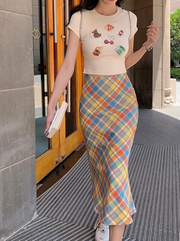Plaid Woman Skirt High Waist Vintage Skirts for Women Aesthetic