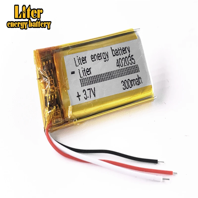 

10 шт./лот 3-линейный высококачественный 3,7 в, 300 мАч, 402035 полимерный литий-ионный/литий-ионный аккумулятор для игрушек, портативного зарядного устройства, GPS,mp3,mp4