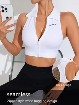 Top sportivo da donna senza cuciture Top senza maniche da donna T-shirt Abbigliamento sportivo Donna Canotta da palestra Sport T-shirt da yoga Abbigliamento femminile