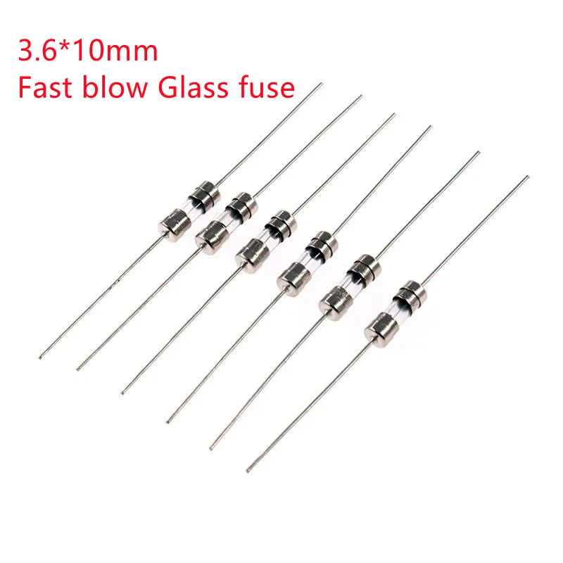 

10PCS 3.6*10mm Fast-Blow Glass Tube Fuse Fast Break With Pin 3.6X10MM 250V 0.1A 0.5A 1A 2A 3A 3.15A 4A 5A 6A 8A 10A 12A 15A