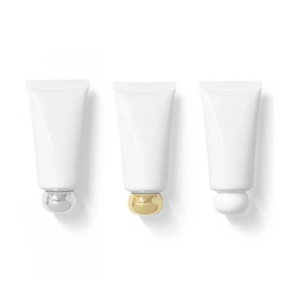 빈 화장품 스퀴즈 50g 50ml 1.8OZ 흰색 플라스틱 튜브, Abucas 모양 상단 뚜껑