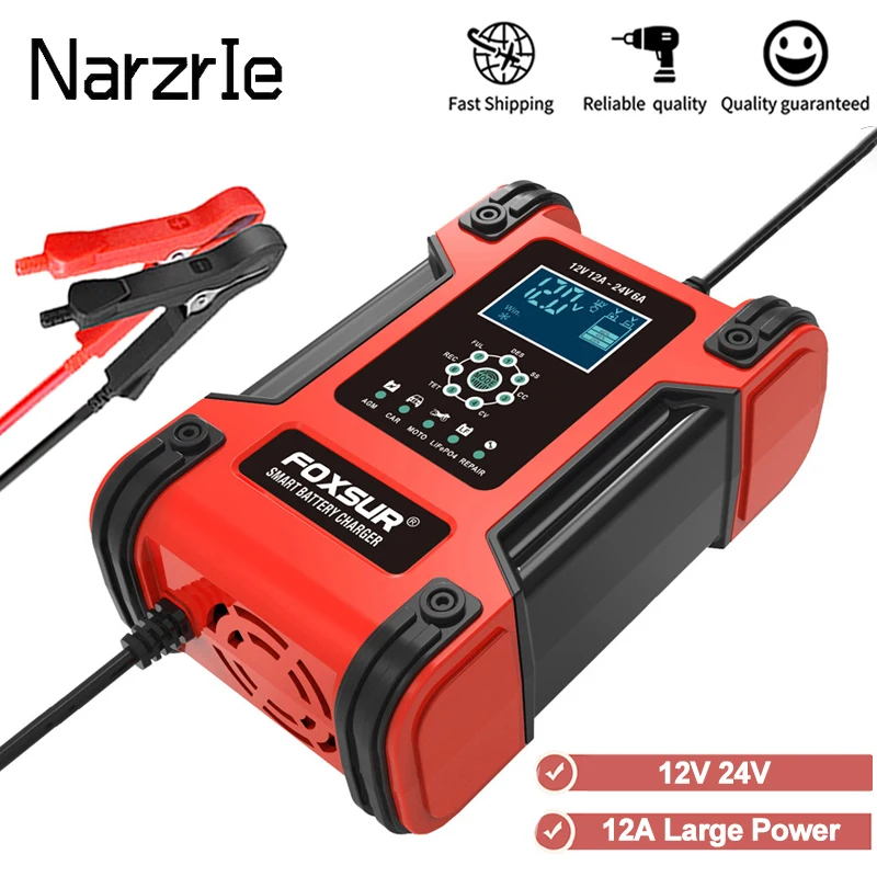 Car Battery Charger Maintainer Motorcycle 12V/24V Power Bank