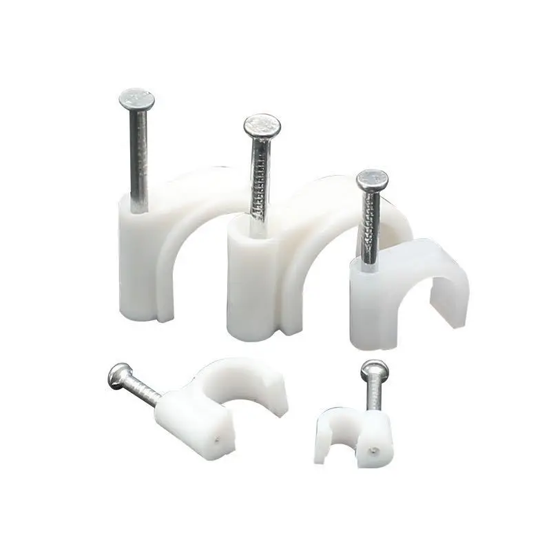 

White Plastic Cable Clip Wire Cord Fastener Telephone Line Tie Fixer Organizer