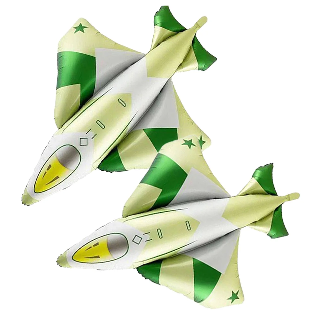 

2 Pcs Military Themed Large Green Airplane Foil Ballons warplane Balloon Birthday Baby Showe Party Decorations