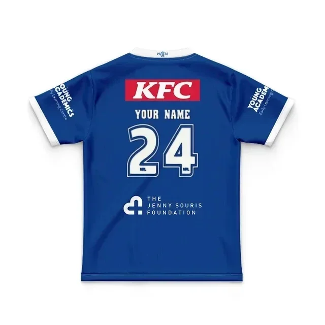 thumbnail image 1 of Camiseta de rugby de entrenamiento local/visitante/para niños Bulldogs 2024 - Talla para hombre: 16-26 (nombre y número impresos) Calidad superior, 1 of 5