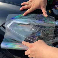Car Motorcycle Vinyl Wrap Foil Laser Honeycomb Headlights Taillight Tint Film Modify color changing stickers Car styling 4