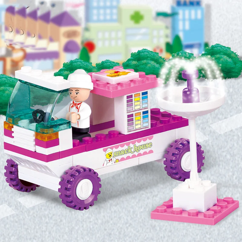 Building Blocks Toys 102PCS Fast Food Cart for Children Diy Girls Puzzle building blocks toys puzzle toys