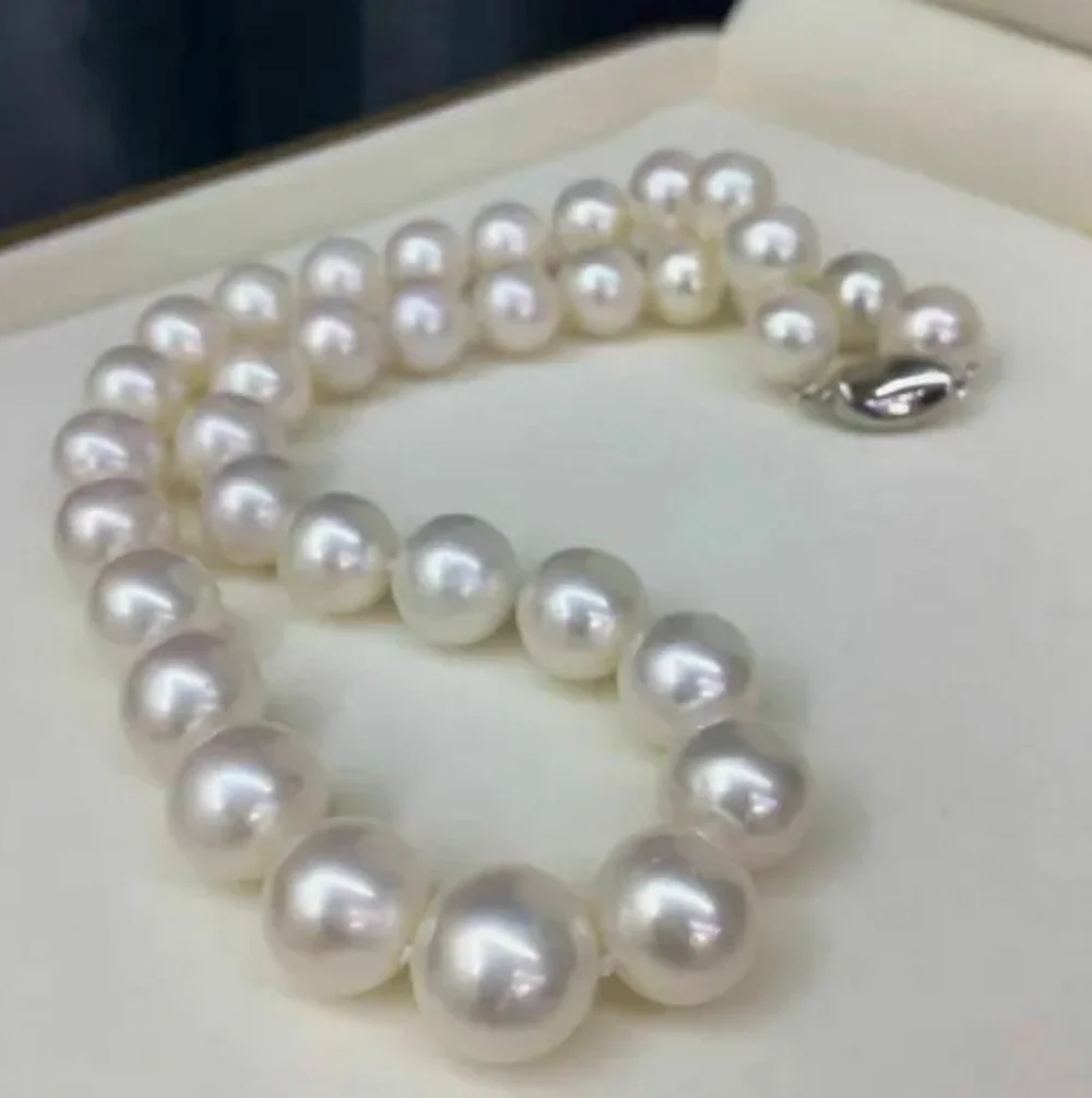 

Gorgeous AAAA 9-10mm Round South Sea White Natural Pearl Necklace 18 inches 10-11mm 11-12mm 12-13mm