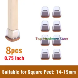 Protective TPE Silicone Chair Leg Covers with Felt - 8 Pack, Floor - Saving Furniture Leg Caps (S - Square Clear)