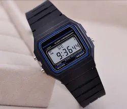 Men's Fashion LED Digital Sports Watch with Vintage Silicone Wristband (Black)