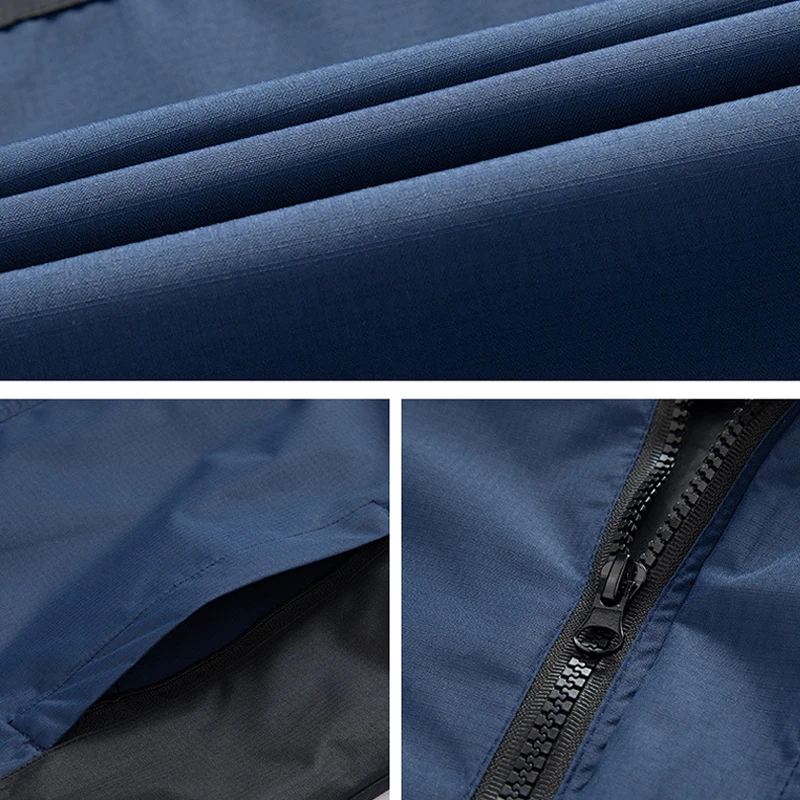 Hooded Windbreaker Jacket Men Camping Jacket Patchwork Fashion Casual Waterproof Jackets Coats Male Windbreaker Outerwear