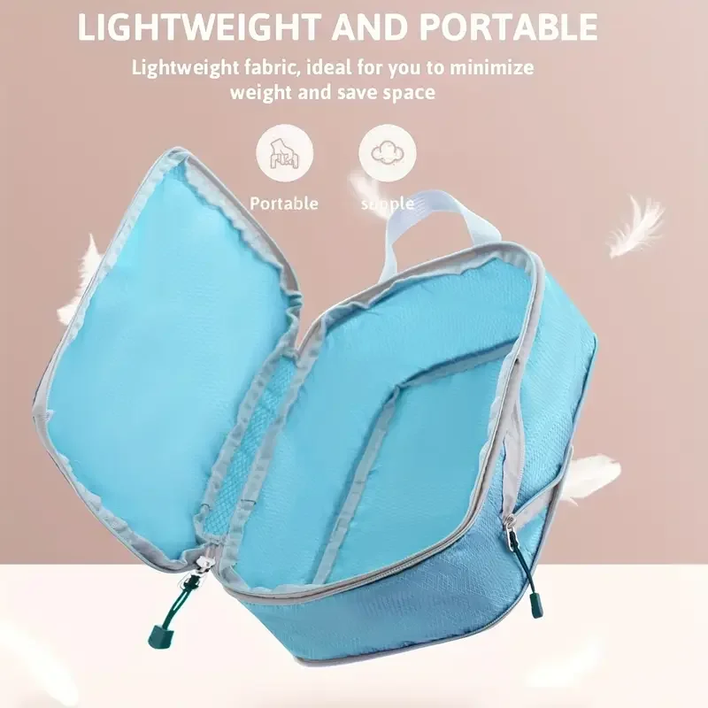 Travel Compression Packing Cubes Suitcase Luggage Organizer Set Zipper Foldable Storage Bag For Clothes Shoes