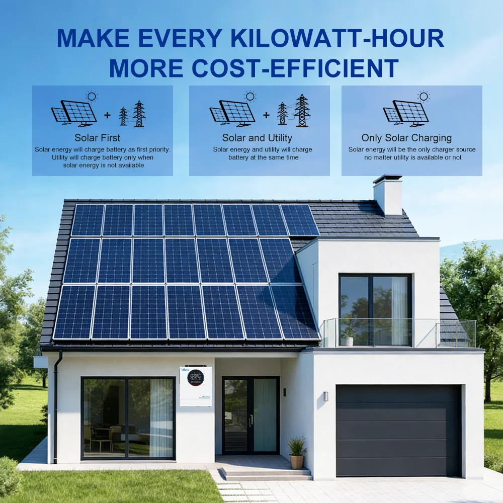아네른 12KW 하이브리드 태양광 인버터 오프그리드 48Vdc 160A MPPT 듀얼 PV 입력 듀얼 AC 출력 WIFI 지원 순수 사인파 인버터