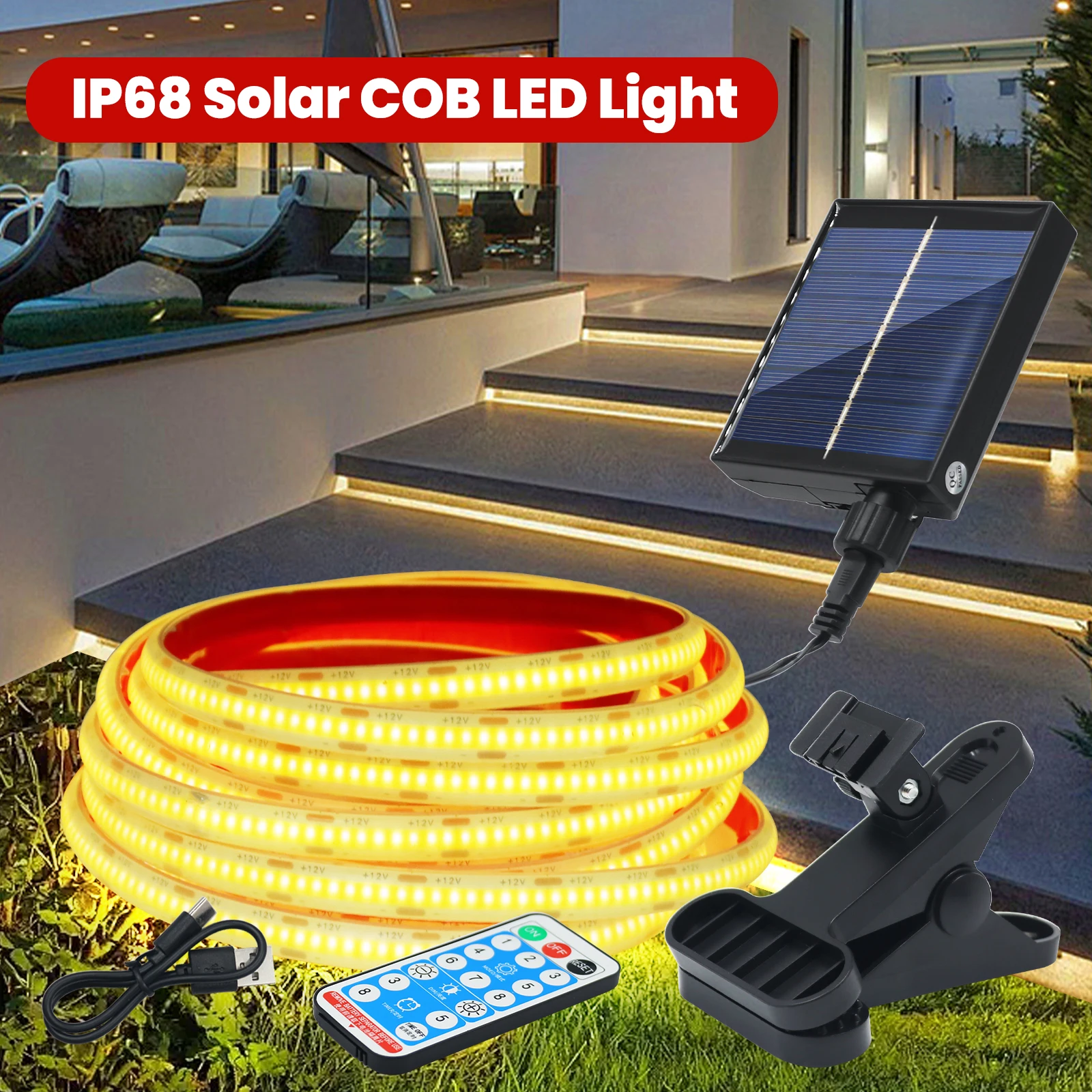 Description Picture 3 of itemSolar COB LED Strip P68 Waterproof 12V 320LEDs/M High Density Ribbon Tape Rope Solar LED Lights/Lamp for Outdoor Garden Decor