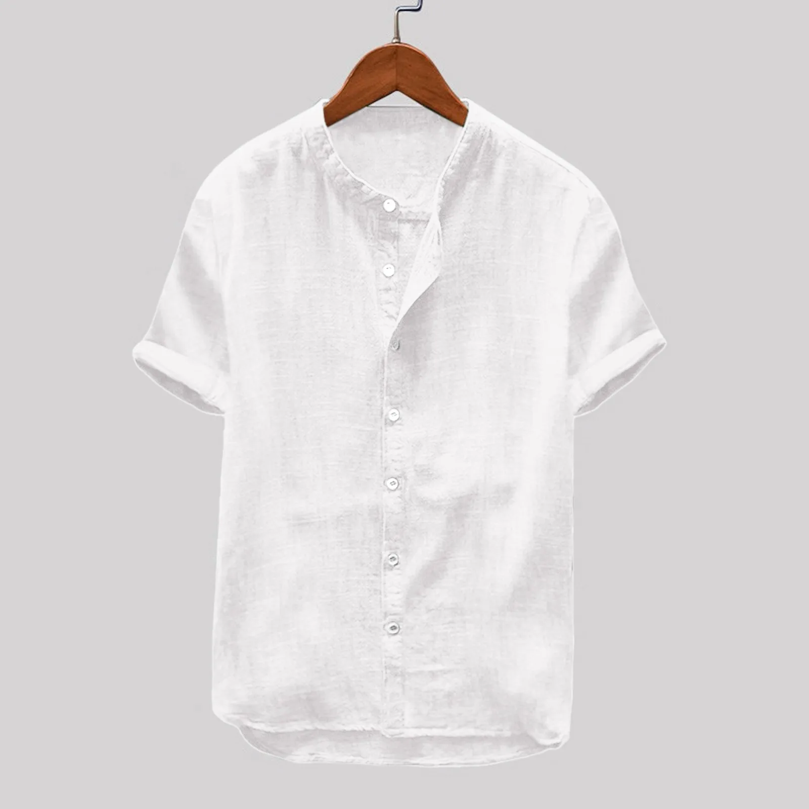 

Short Button Shirt Linen Solid Color Men'S Short Sleeved Cotton Shirt 2024 New Artistic Retro Design Hot Selling Casual Clothing