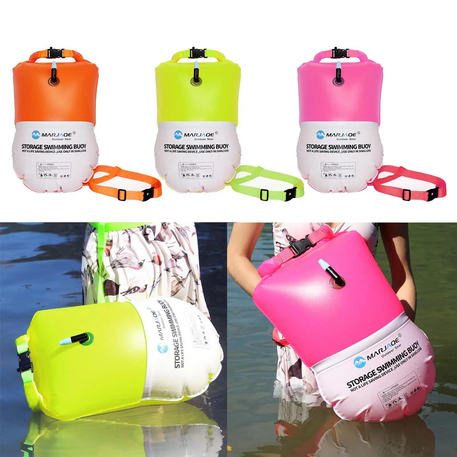 Swim Buoy Visible Float Dry Bag Open Water Swimmers Safe Swim Training