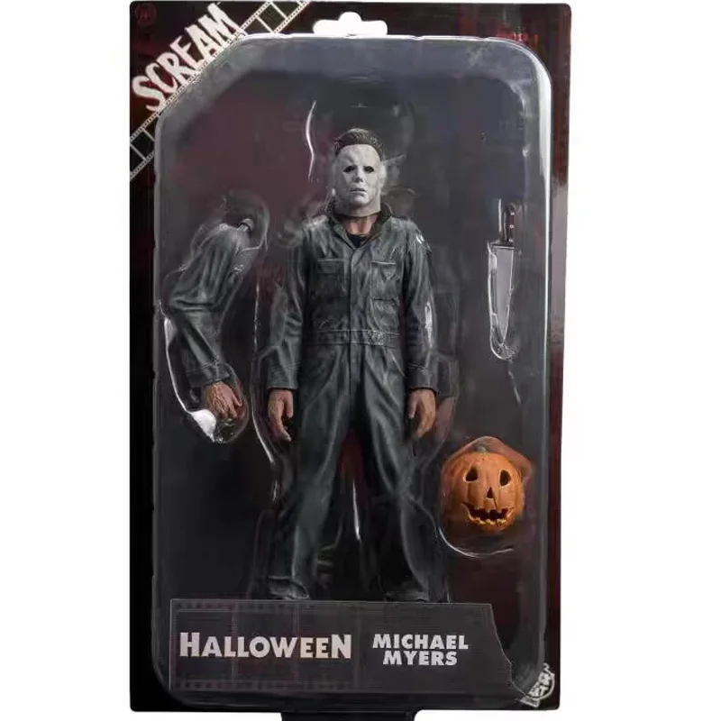 Neuankömmling Michael Myers Figur mit Kürbis Halloween Ultimative Actionfigur Spielzeug Dekor Weihnachtsgeschenk Halloween Horror Spielzeug