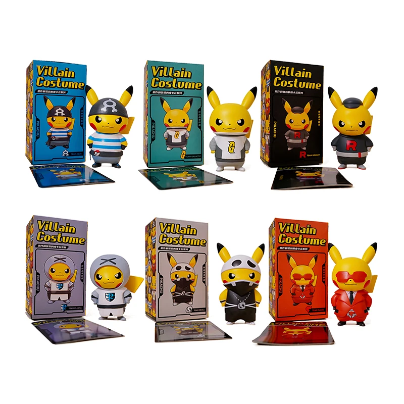 Genuine Original Box Pokemon Figures Dolls Official Prank Costumed Pikachu Series - Abcdefg Villain Rocket Team Giocattoli Per Bambini Regali