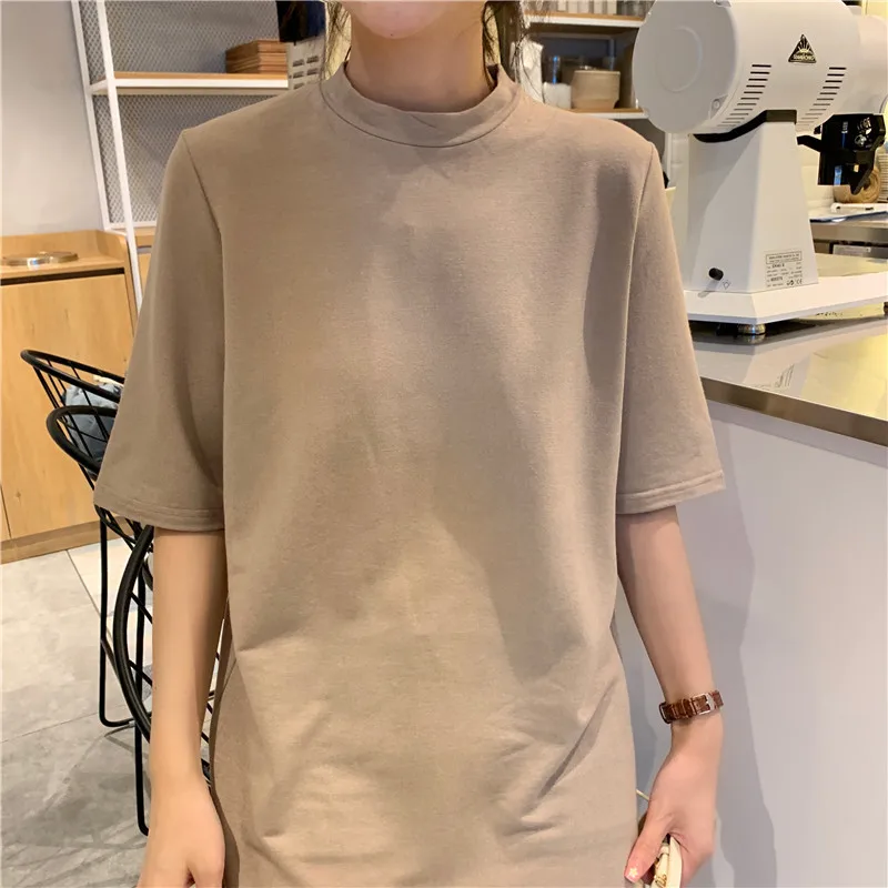 Casual Summer Dresses For Women 2024 Solid Short Sleeve Open Side Long Khaki Black Dress Vestido Feminino