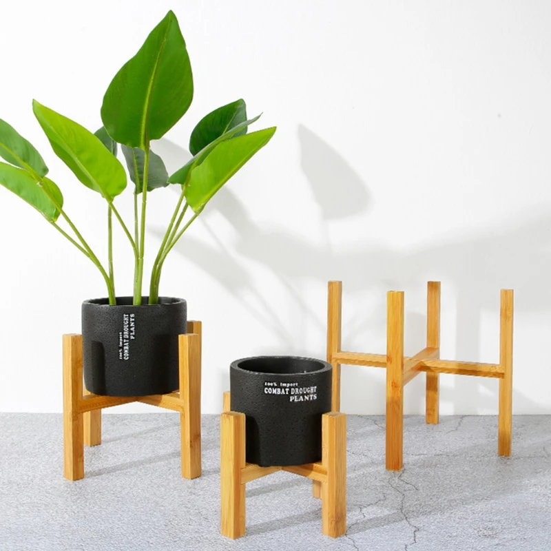 Wooden Plant Stand Durable Flower Pot Holder Home Decoration Floor Four Legged Flower Stand Wooden Shelf Fleshy Flowerpot