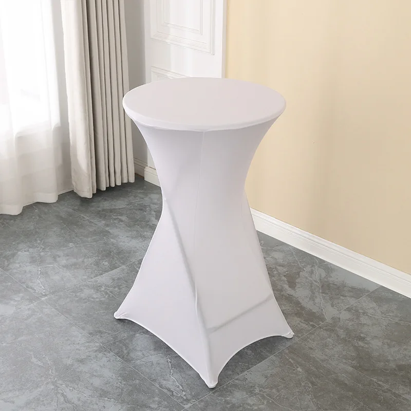 Round Cocktail Spandex Table Cloth Cover Luxury Dinner Hotel Wedding Decoration High Bar Table Cover Birthday Party Holidays