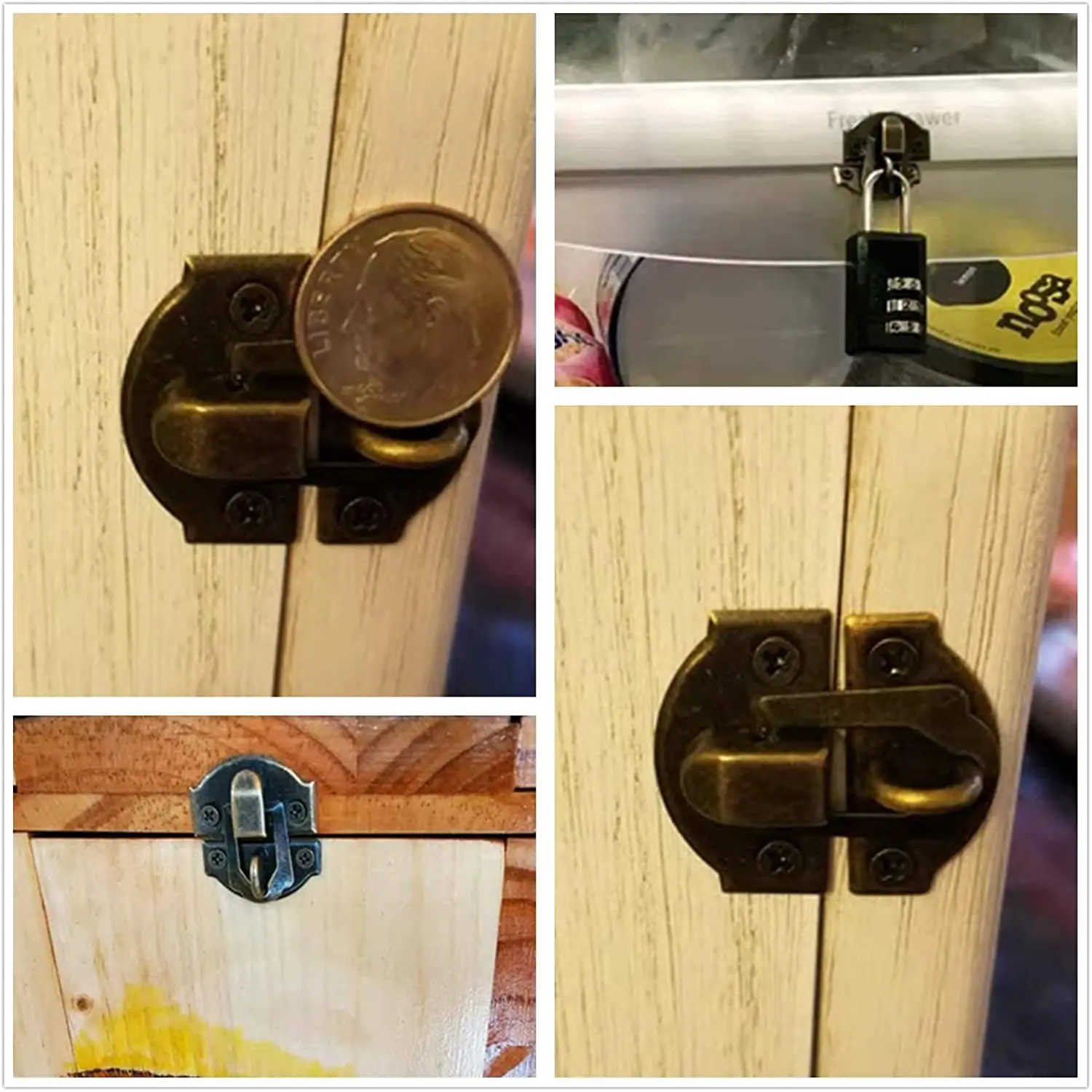 Fibbia Chiusura Vintage In Ottone - Per Scatole, Mobili, Valigie, Decorativa - Foto 3