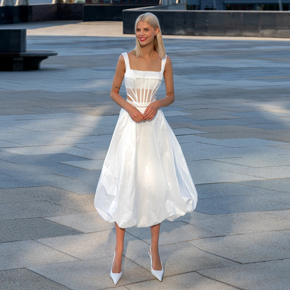 

Женское атласное свадебное платье It's yiiya, белое платье без рукавов и бретелек с оборками на спине на лето 2024