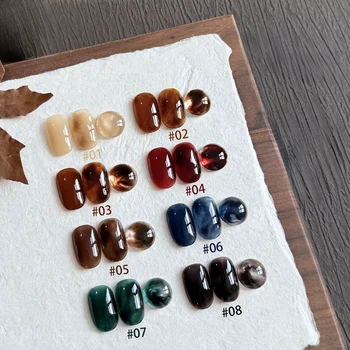 10ML 1-8pcs Cub Ink Dye Jelly Gel Nail Polish Brown Nails 2026 New Amber Nail Polish Black Nails Green Nails UV LED Light Nails 1
