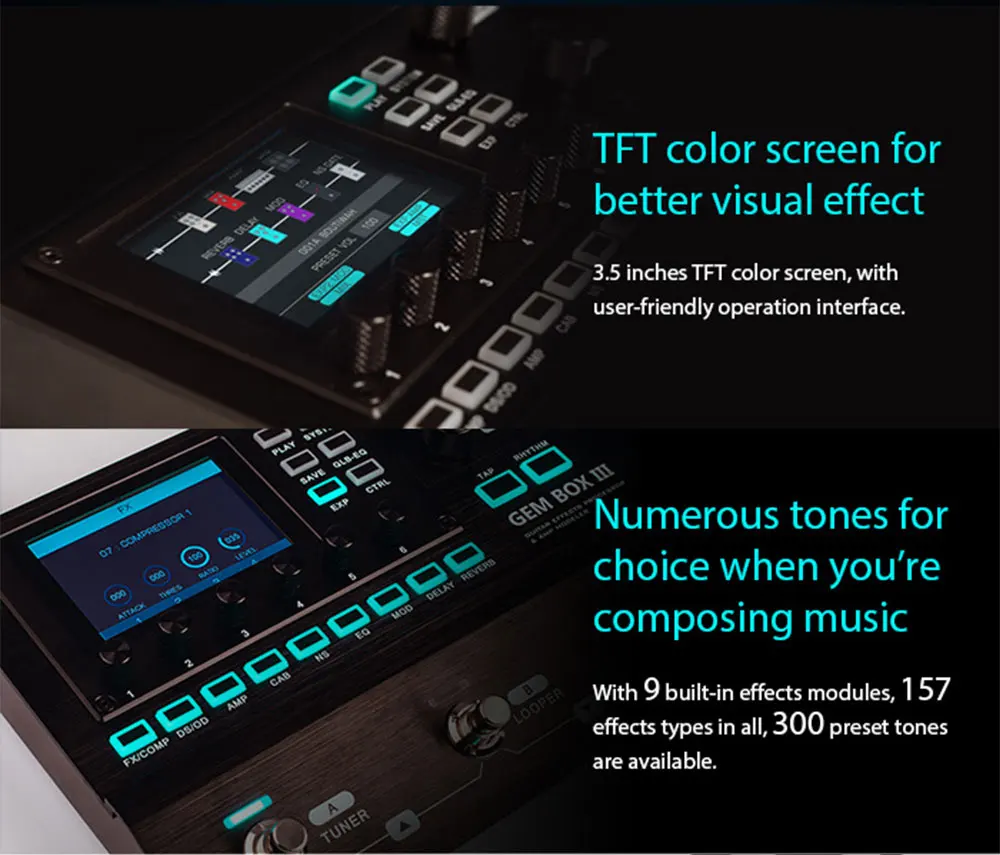 GEM BOX III Multi-Effect Processor with Expression Pedal Function 61 Cabinet Sim