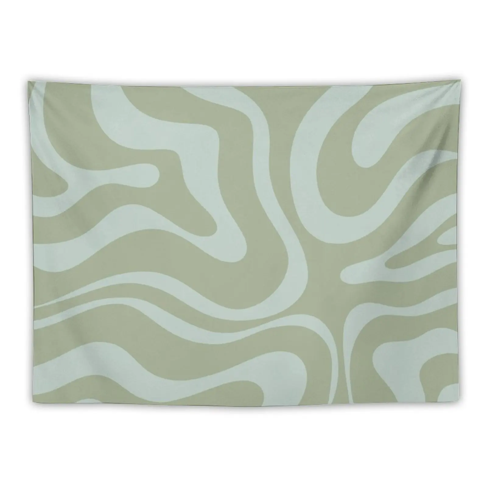 Moderno Retro Liquid Swirl Modello Astratto In Arazzo Di Salvia E Celadon Dipinti Decorativi Arazzo