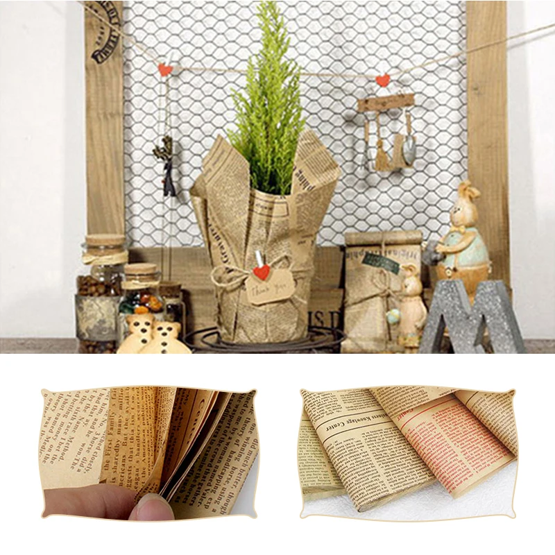 52x75cm Gift Wrapping Paper Roll Vintage Newspaper Double Sided Wrap Decor  Art Kraft For Christmas Party Creative Material