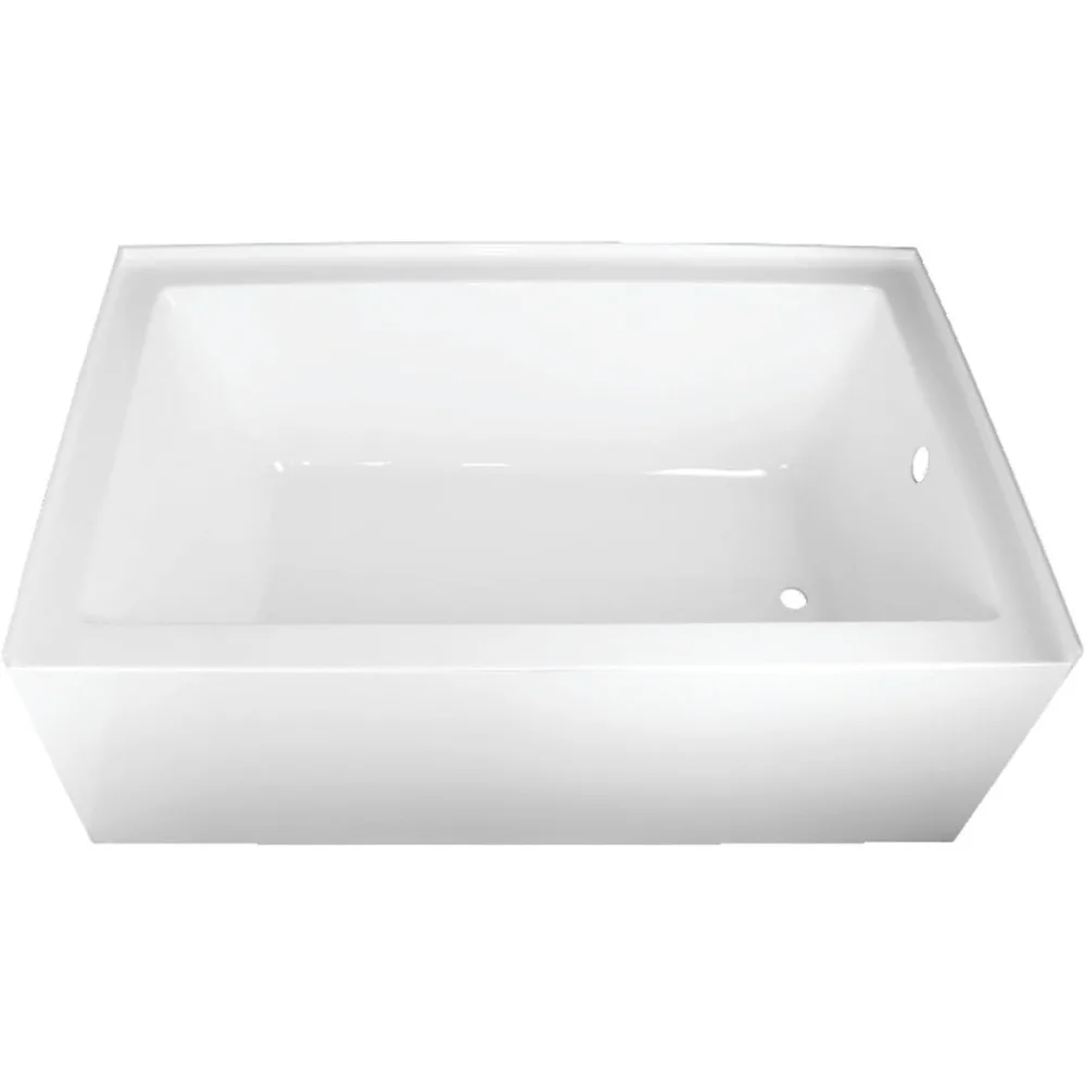 60-Inch Acrylic Alcove Tub with Right Hand Drain,Acrylic construction with fiberglass and resin reinforcement,White 4