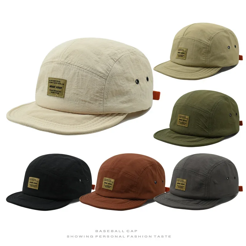 Fashion 5 Panel Baseball Cap Snapback Caps Quick-drying Flat-brimmed Hat for Men Women Adjustable Summer Casual Sunscreen Hats 2