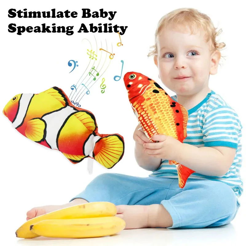 Simulation Electric Fish for Baby Repeat Speaking LED Light Happy Music for Baby to Play Tapping Fish Toy Mobile Moving Fish Toy 2