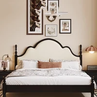 Lit Double de rangement noir haut de gamme chambre moderne Style français lit en bois famille Camarotes Para dortoir meubles de maison 1