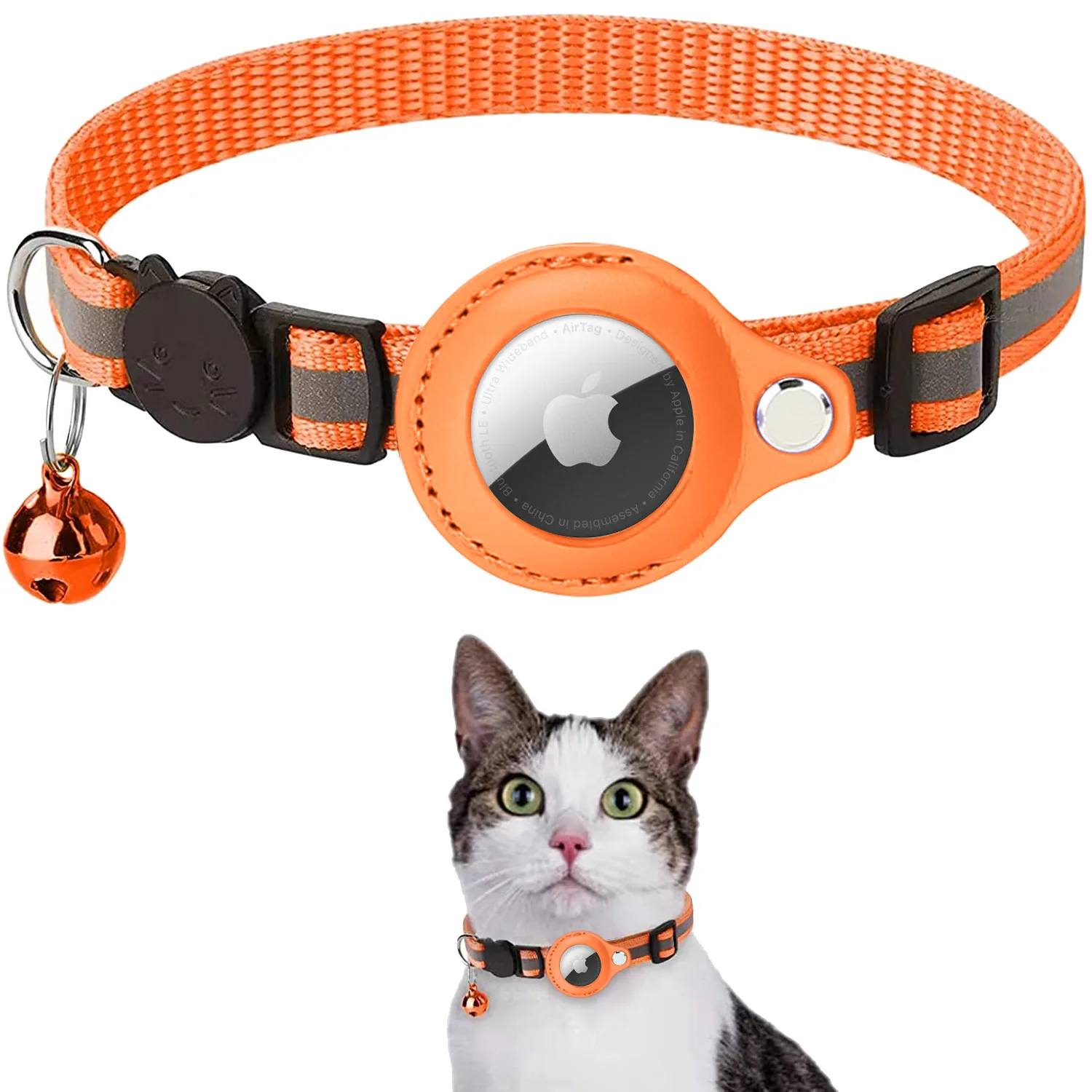 Apple Airtag Fall Katzen halsband mit Glocken reflex Nylon halsband oder Hund GPS finden Anti
