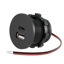Dual Port 12V USB Outlet with Type - C and USB - A Charging (As the picture)