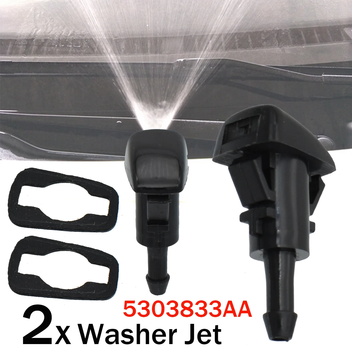 AUXITO Windshield Washer Nozzle Spray Jet Kit With 2M Hose For Chrysler Dodge Jeep Ram (Replaces 5116079AA)