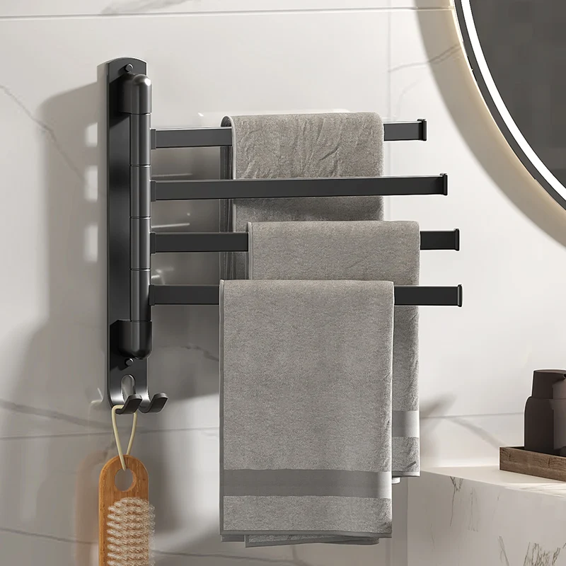 Bathroom Towel Rack Wall-mounted Hanging Paper Shelf Rotatable Towel
