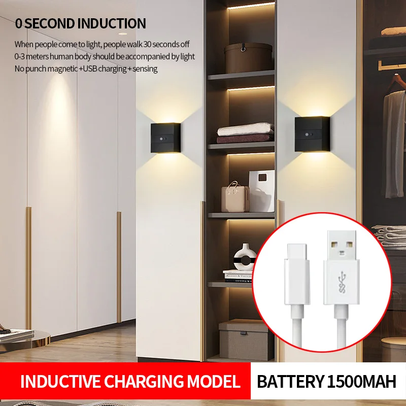 5V USB Powered Smart LED Dimmable wall Light Infrared human body sensing Lamp for Easy installation bedside Night Light