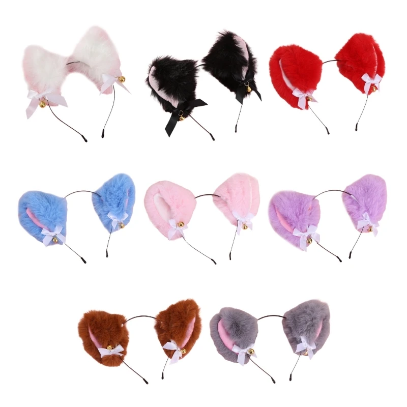 

Cartoon Cat Ear Hair Hoop with Bowknot&Small-bell Hair Holder Party Headband
