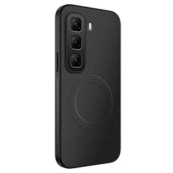 Luxury Kevlar Stripe Case with Magsafe and Wireless Charging Compatibility for Infinix Hot 60 (Black)