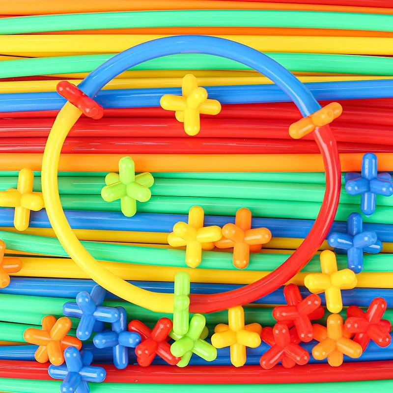 100 Pcs Straw Block Assembly Creative Toy Magic Smart Stick DIY Building Toy Kindergarten Versatile Construction Materials Toys 4