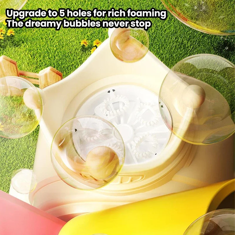 Handheld Windmill Bubbles Machine Automatic Bubbles Blowing 360 Rotate Bubble Sticks with Light Magic Outdoor Toys for Kids